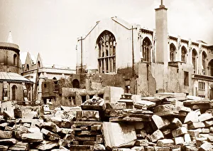 Bomb damage, Temple Church, London, June 1945