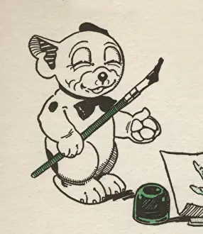 Bonzos Prints: Bonzo the cartoon dog holding an ink pen