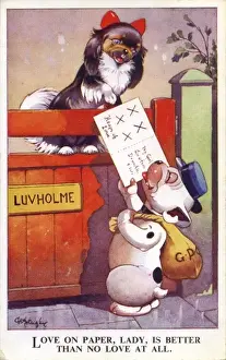 Bonzo delivering a postcard