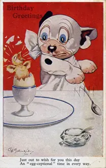 Bonzo eating a boiled egg