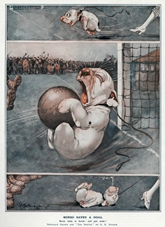 Stomach Gallery: Bonzo saves a goal by George Studdy