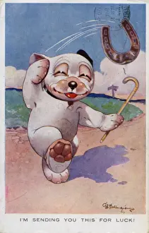 Bonzo throwing a horseshoe