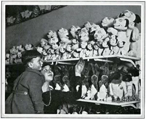 Bonzo toys on sale in a London shop, Christmas 1924