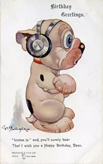 Bonzo wearing headphones
