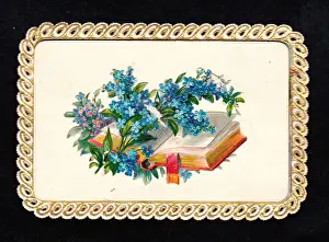 Bookmark Prints: Book and flowers on a greetings card