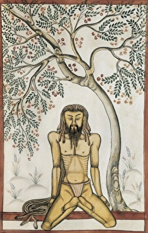 Moghul Gallery: Book of the Moghul. Ms. 8300. 17th c. Yoga position