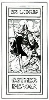 Book Plate by Charles E Dawson for Esther Bevan