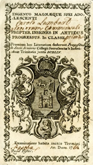 Royalist Gallery: Book plate in Latin, Trinity College, Dublin
