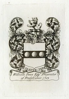 1703 Prints: Bookplate of William Penn