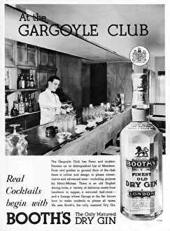 Drinks Collection: Booths Dry Gin advertisement at Gargoyle club