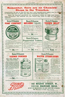 Images Dated 6th April 2017: Boots advertisement WW1 - comforts for the trenches