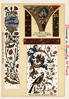 Franc Prints: Borders from an illuminated book of hours and manuscripts, 15th
