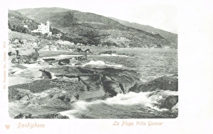 Bordighera Collection: Bordighera, Italy - The beach and Villa Garnier