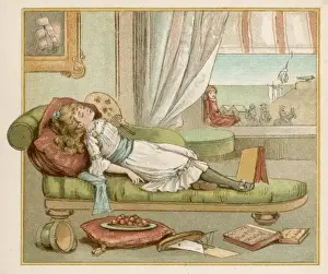 Chaise Prints: Bored Girl Sleeps C1880