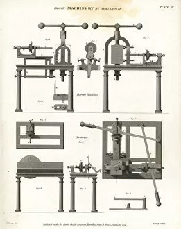 Rees Gallery: Boring machine and cornering saw, 18th century