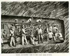 Images Dated 23rd July 2019: Boring machine used in the Mont Cenis tunnel 1869