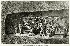 Images Dated 23rd July 2019: Boring machine used in the Mont Cenis tunnel 1869