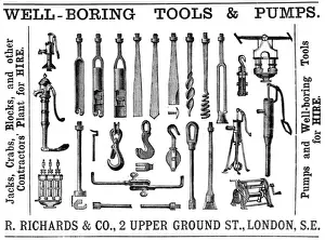 Boring Prints: Well boring tools and pumps advertisement, 1888