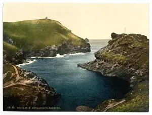 Boscastle Prints: Boscastle, entrance to harbor, Cornwall, England