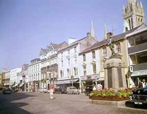 Truro Prints: Boscawen Street with war memorial, Truro, Cornwall
