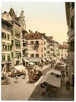 Tyrol Prints: Bosen Torgglhaus and fruit market, Tyrol, Austro-Hungary