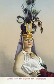 Peacock Prints: Bosnian Bridesmaid with elaborate headdress