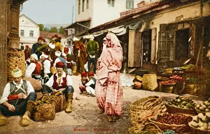 Baskets Prints: Bosnian Market Scene - Sarajevo
