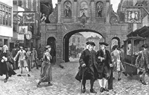 1884 Prints: Boswell and Johnson walking down Fleet Street, London