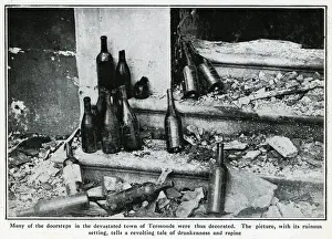 Bottles in the ruins of Termonde, Belgium, WW1