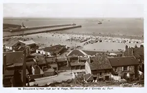 Boulogne Prints: Boulogne-sur-Mer - Beach, Britannia Statue and Port entrance