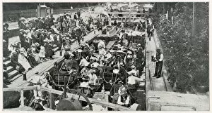 New Images August 2021 Collection: Boulters Lock - on Ascot Sunday, packed with rowing boats in the lock on the River