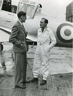 Assistant Collection: Boulton Paul Chief Test Pilot, A. E. Gunn, with his assistant