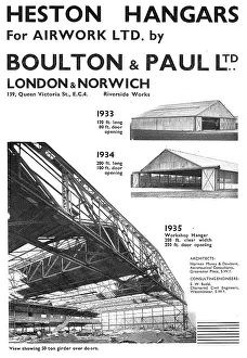 Hangars Prints: Boulton & Paul - Heston Hangars For Airwork Ltd 1933-1935
