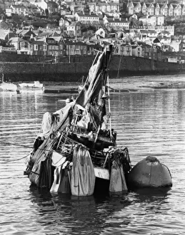 Submerged Prints: Bounteous fishing trawler half submerged, Newlyn, Cornwall