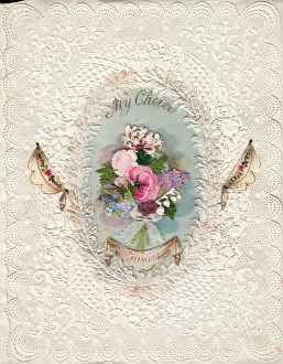Delicate Gallery: Bouquet of flowers on a paper lace romantic card