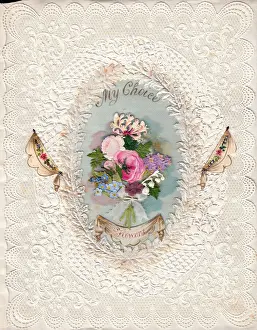 Posy Prints: Bouquet of flowers on a paper lace romantic card
