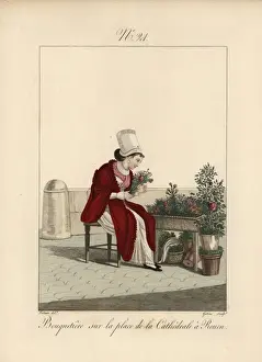 Chicory Prints: Bouquet-maker at the plaza in front of Rouen