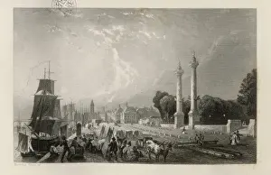 Carriagea Prints: Bourdeaux at the beginning of 15th c. Engraving