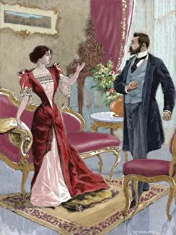 Talking Prints: Bourgeoisie. Gentleman with a lady in the living room