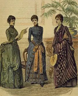 Gathering Prints: Bourgeoisie. Social gathering. Ladies. Engraving. 19th centu