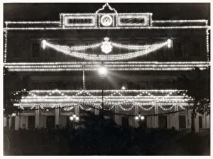 Celebrating Prints: The Bourse (Stock Exchange) at Alexandria, Egypt, illuminated to celebrate