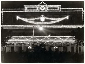 Ahmed Gallery: The Bourse (Stock Exchange) at Alexandria, Egypt, illuminated to celebrate