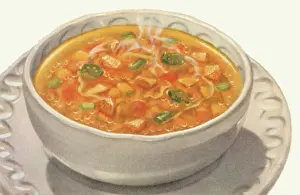 Beverages Prints: Bowl of Chicken Gumbo Date: 1950