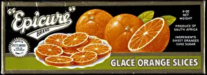 Box label, Epicure Glace Orange Slices