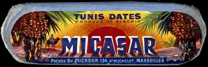 Tunis Prints: Box label, Tunis Dates, Micasar, Algeria
