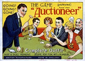 Auction Prints: Box lid, The Auctioneer Game