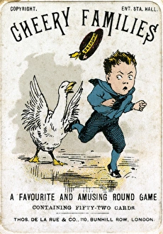 Images Dated 29th December 2015: Box lid design, Cheery Families, De La Rue cards