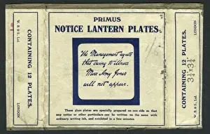Notices Prints: Box, Primus notice lantern plates