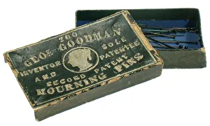 Bereavement Prints: Box of Victorian mourning pins by George Goodman