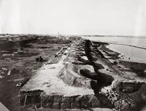 Boxer rebellion, Taku forts, Peiho River, China, 1900